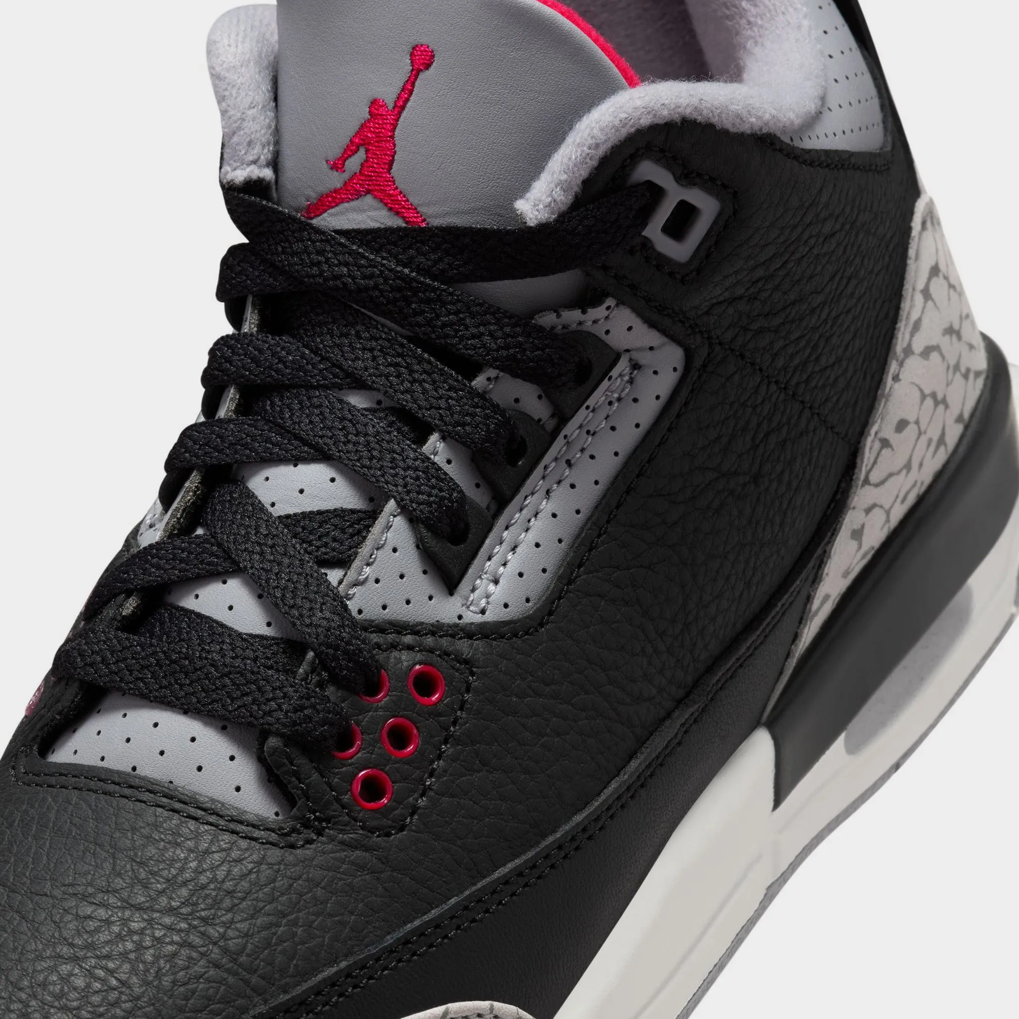Jordan 3 Retro GS Black / Fire Red - Cement Grey Seamless Inner Sock