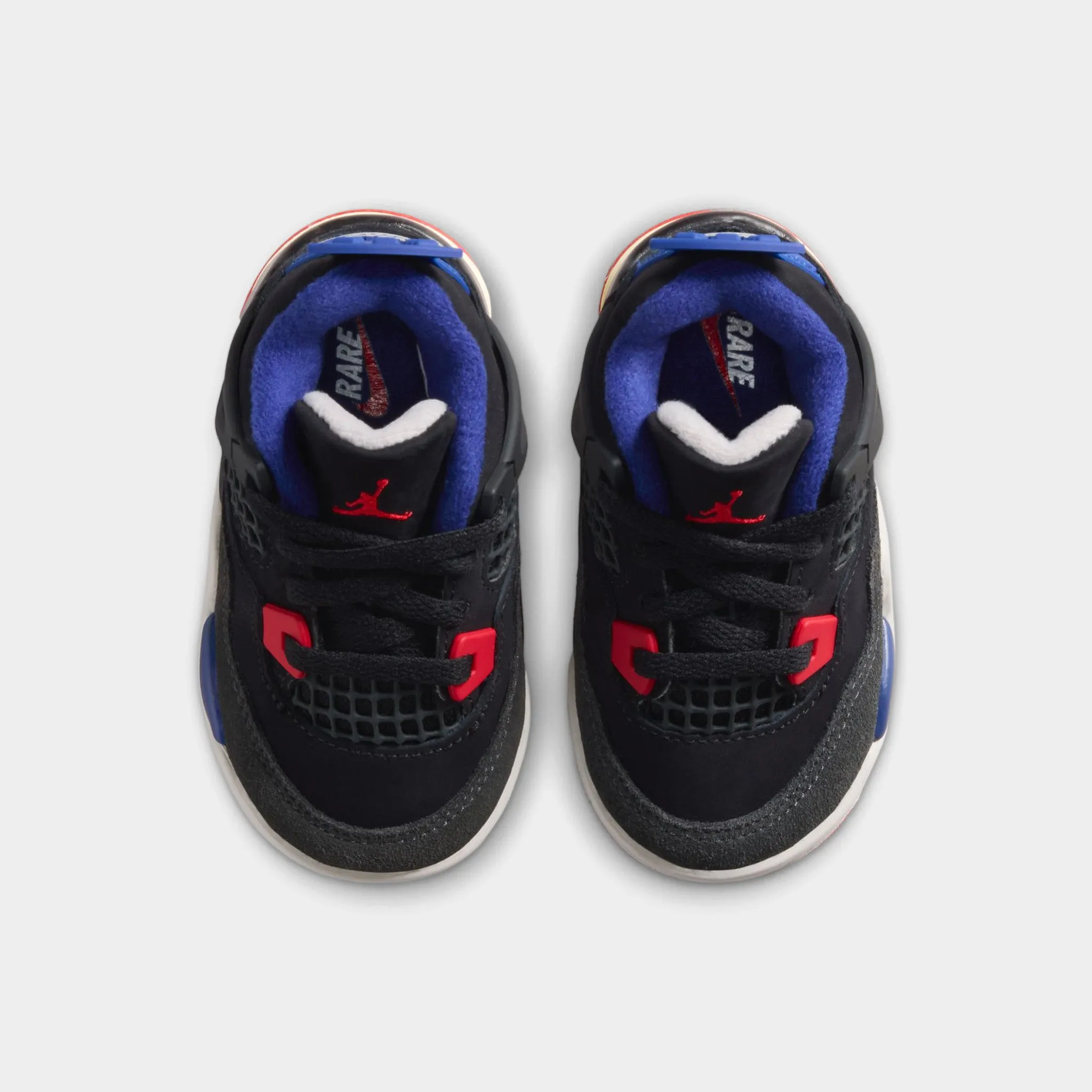 Jordan 4 Retro TD Black / Fire Red - Deep Royal Blue Convex Tread Configuration Quick Stop