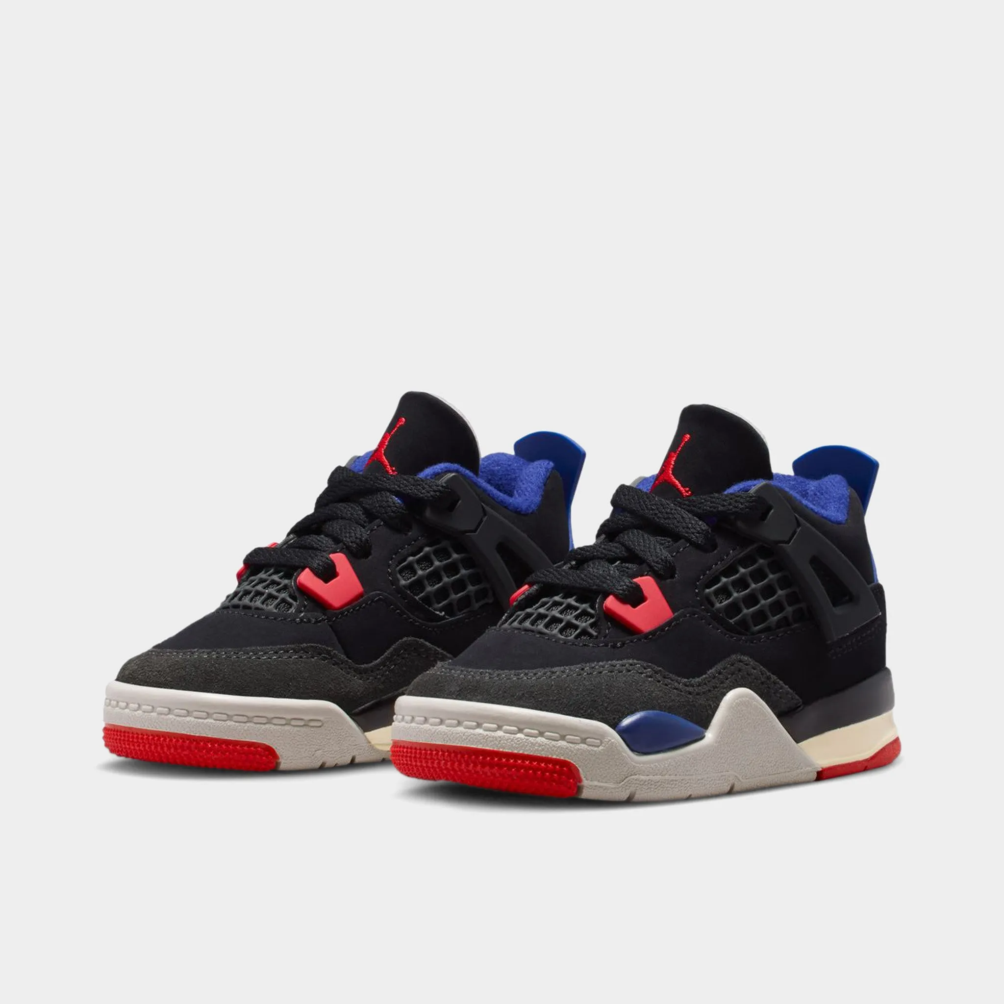 Jordan 4 Retro TD Black / Fire Red - Deep Royal Blue Responsive cushioning Stability Tech Mesh