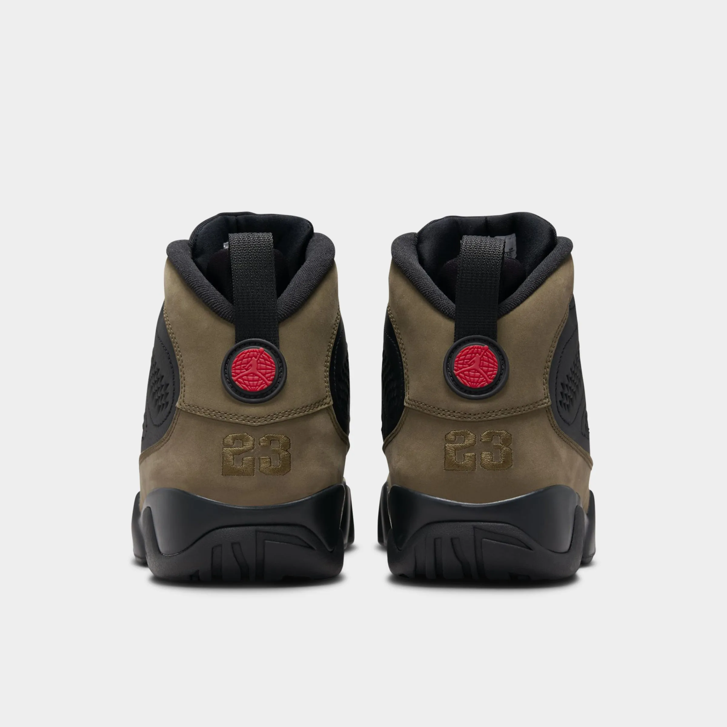 Bonded Seam Construction Jordan 9 Retro Black / True Red - Light Olive
