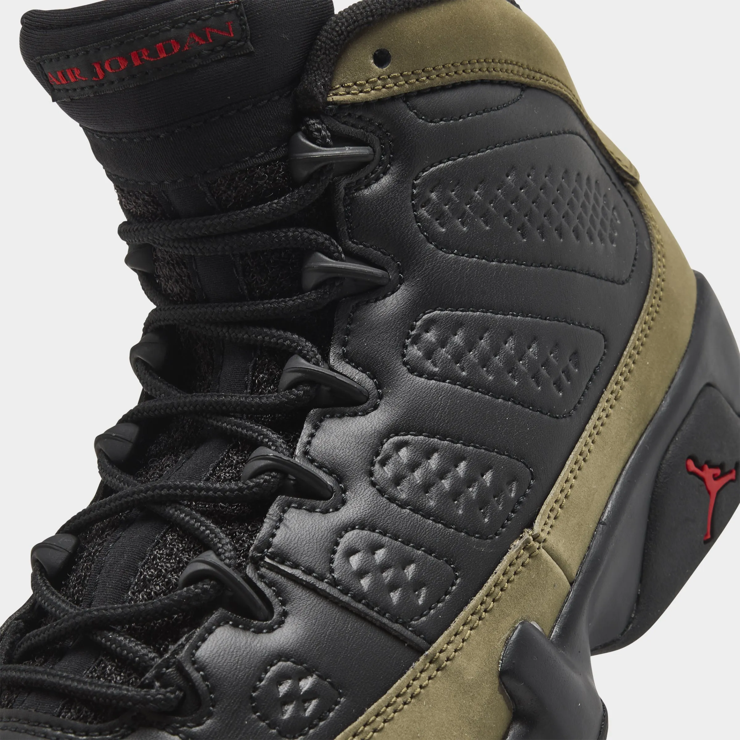 Jordan 9 Retro GS Black / True Red - Light Olive Springy