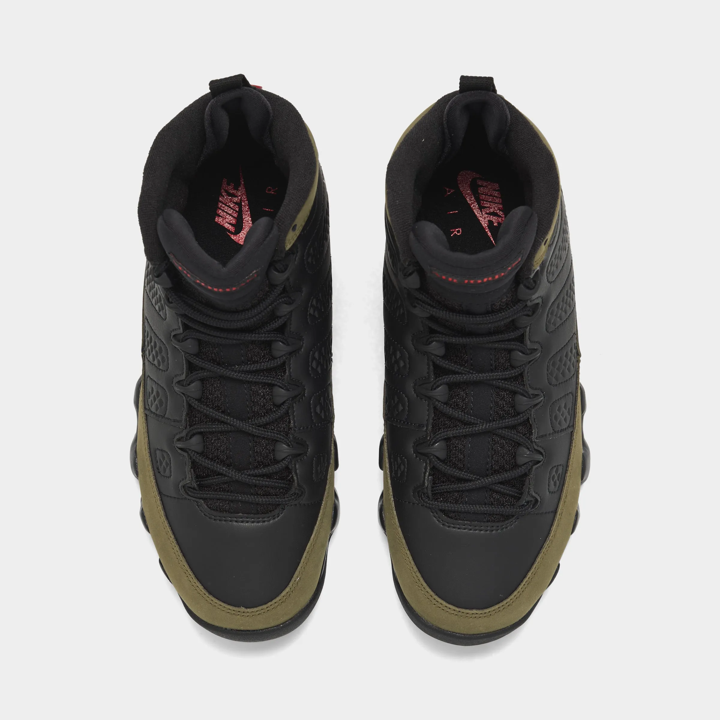 Jordan 9 Retro GS Black / True Red - Light Olive Athletic Aesthetic