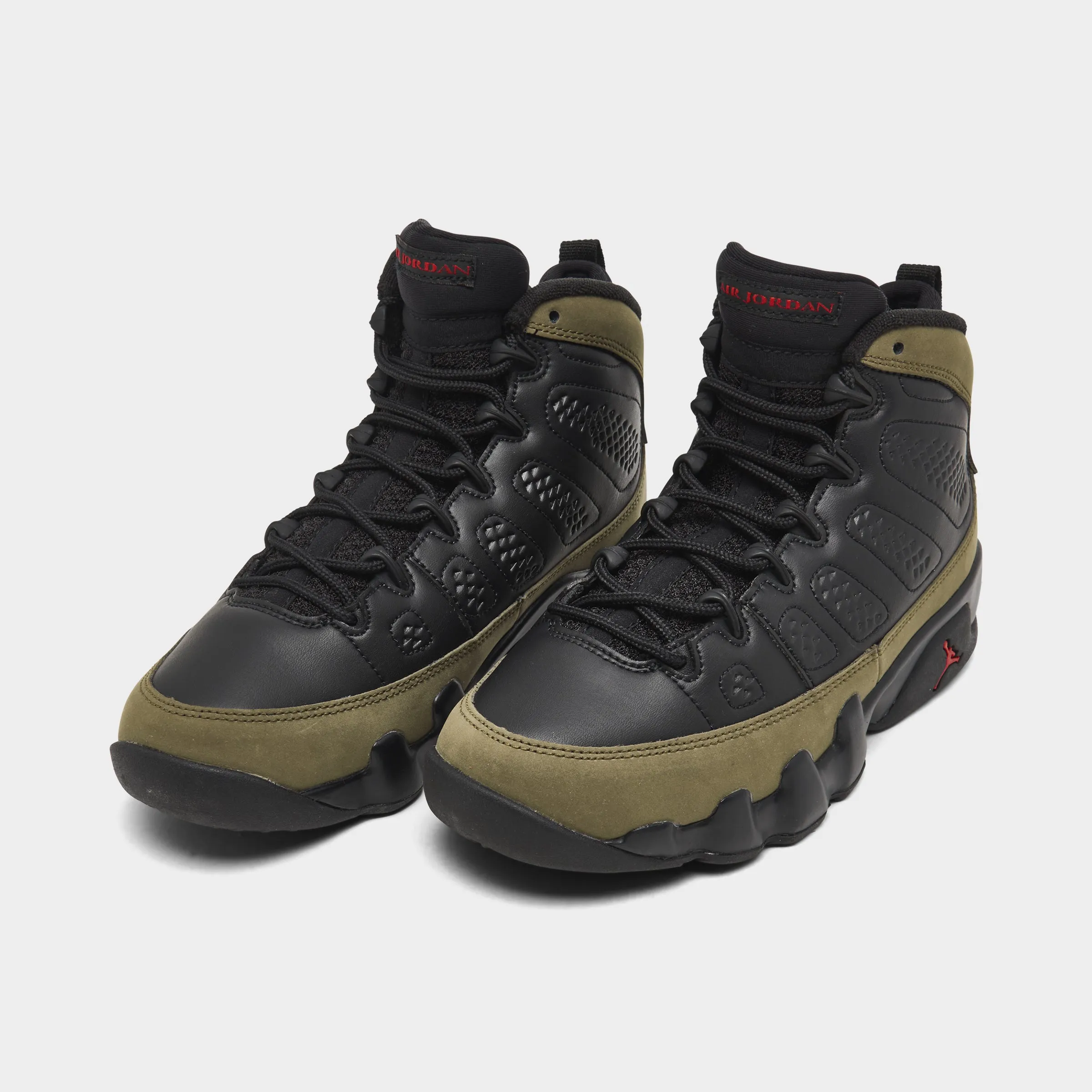 Jordan 9 Retro GS Black / True Red - Light Olive Comfort Soles