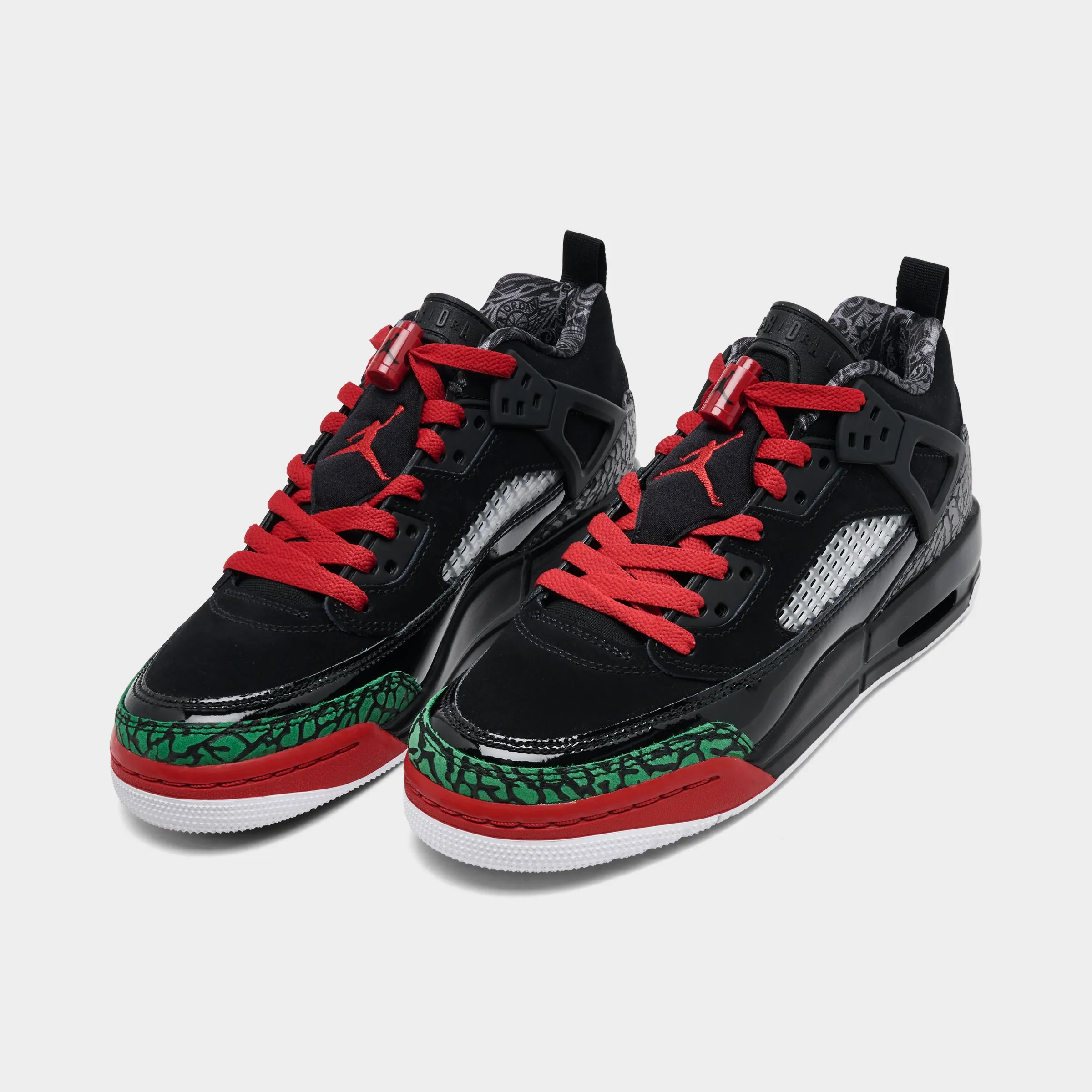 Jordan Spizike Low GS Black / Varsity Red - Classic Green Adjustable Closure
