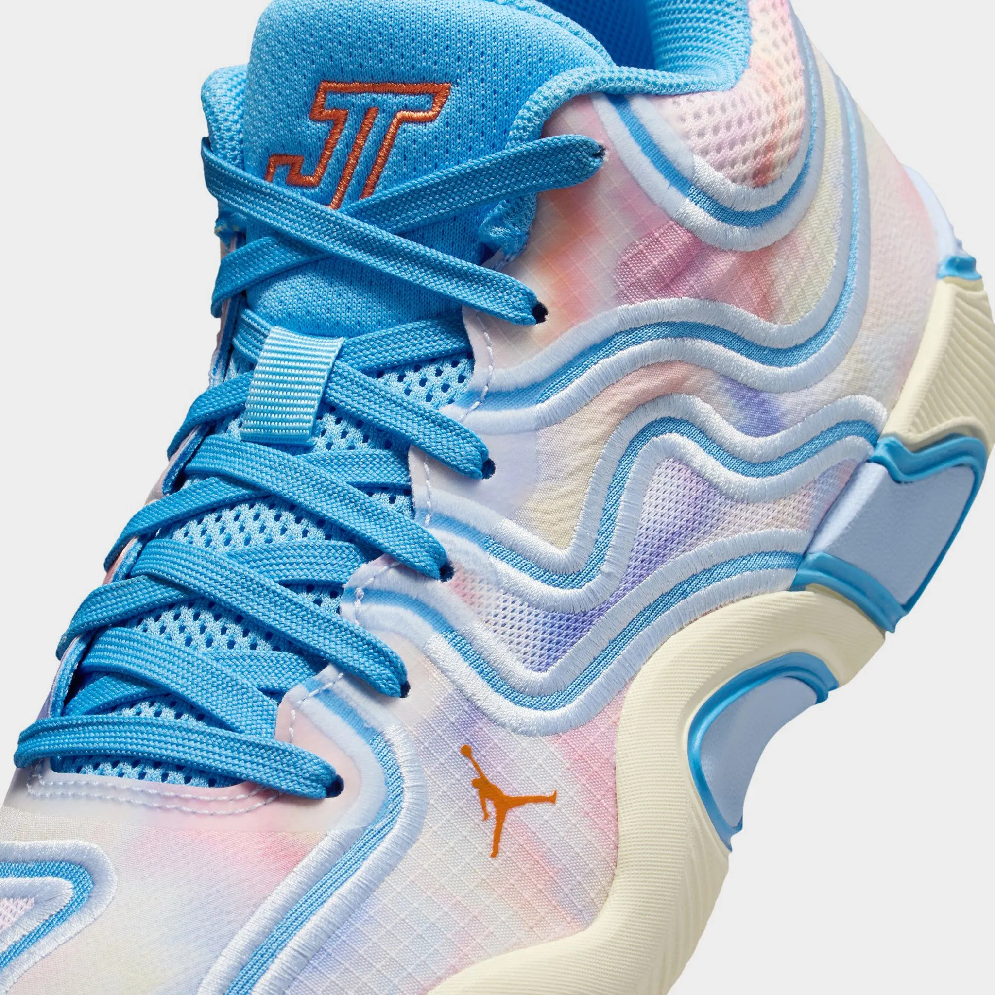 Jordan Tatum Junior' Boys 3 GS University Blue / Camellia - Pale Ivory High Top Design