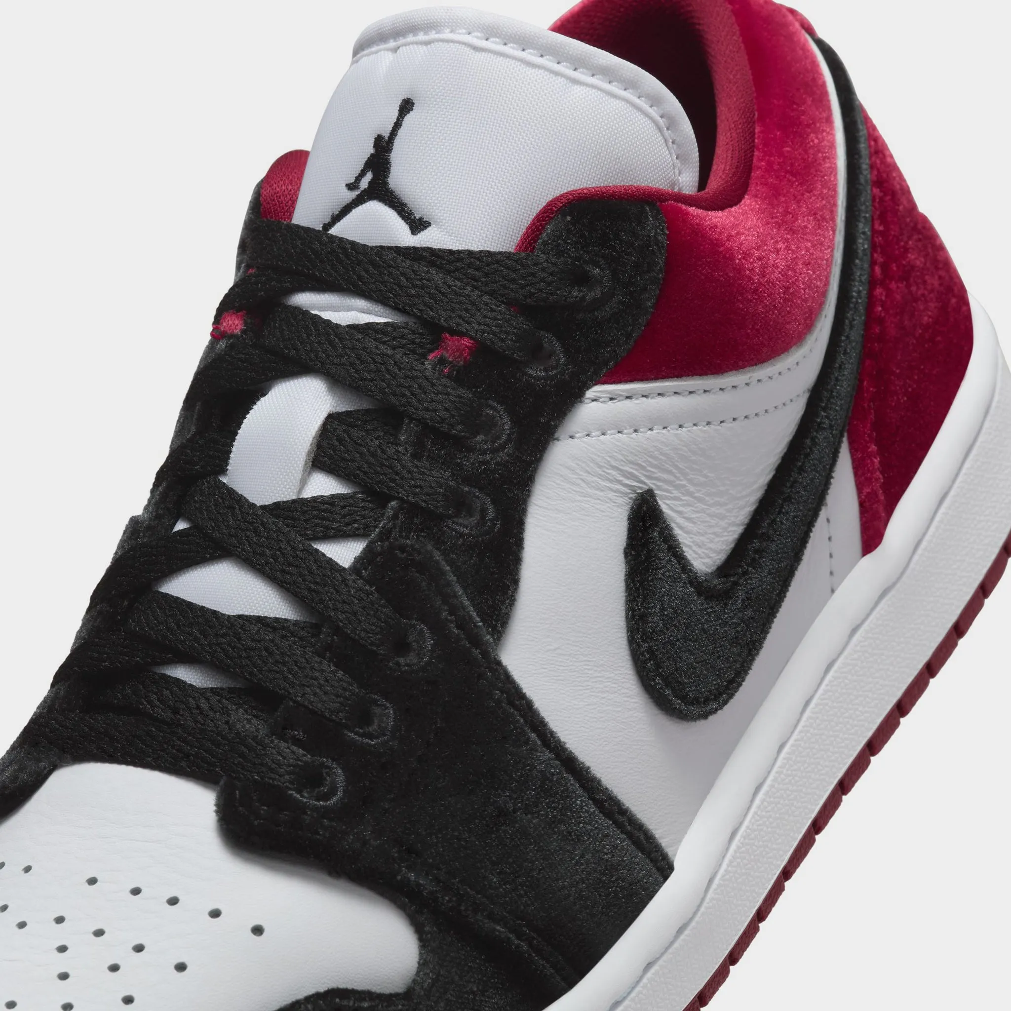 Adjustable Closure Strong Support Jordan Women's 1 Low SE Black / White - Team Red