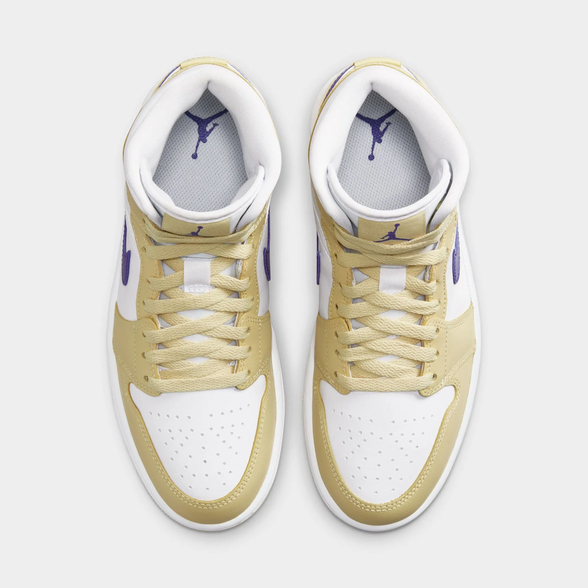 Secure Lock Durable Sole Jordan Women's 1 Mid Lemon Wash / White - Lapis