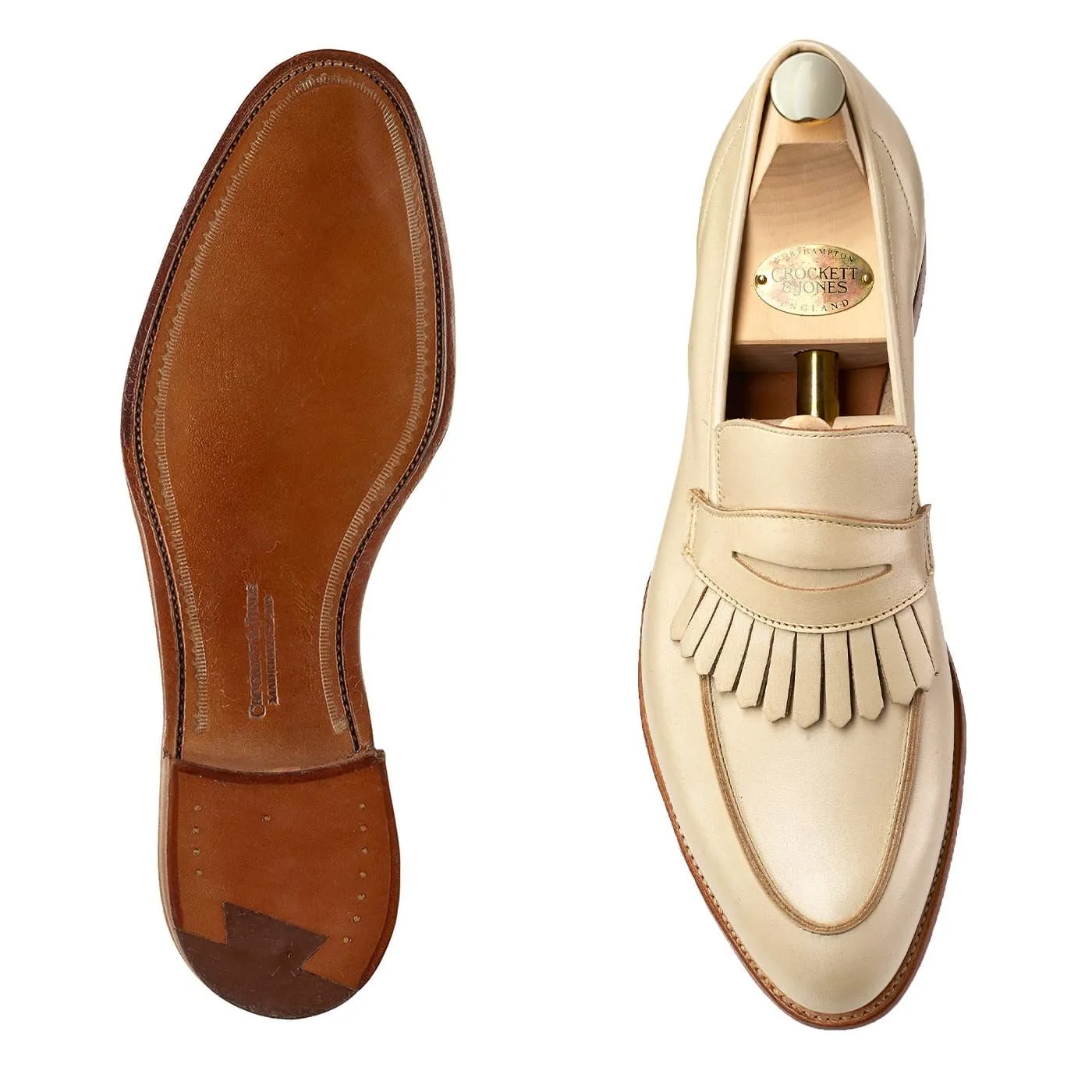 Julia Ecru Calf Comfortable Leather Slip-ons Premium Fit