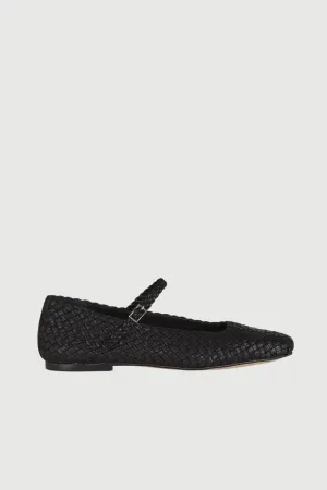 Julieta Mary Janes in Black Braided Leather Trendy Comfortable Waist