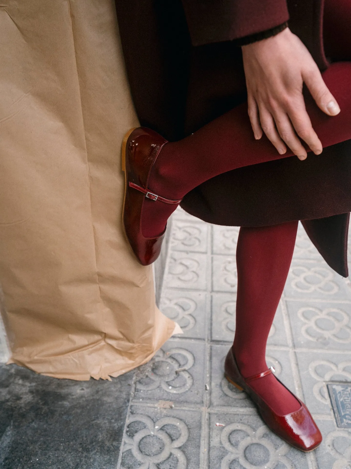 Julieta Mary Janes in Burgundy Patent Leather Moisture   Wicking