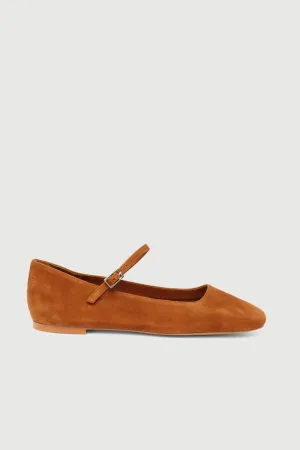 Julieta Mary Janes in Caramel Suede Abrasion   Resistant
