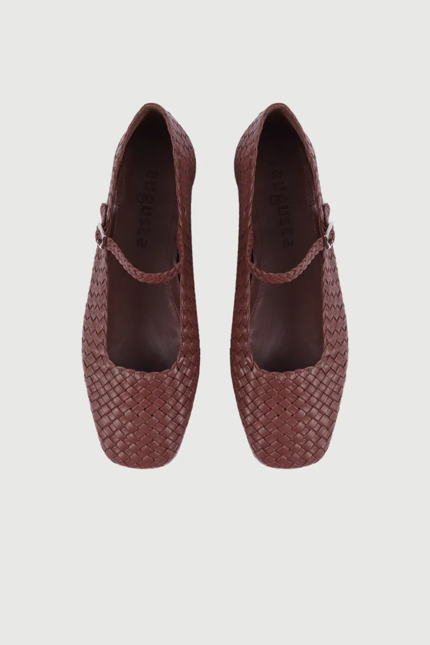 Anti   Slip Julieta Mary Janes in Chocolate Braided Leather