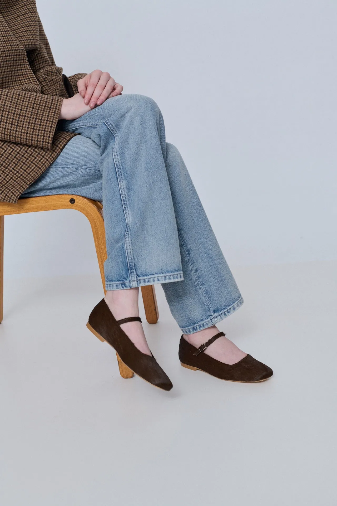 Comfortable Waist Julieta Mary Janes in Chocolate Calf Hair