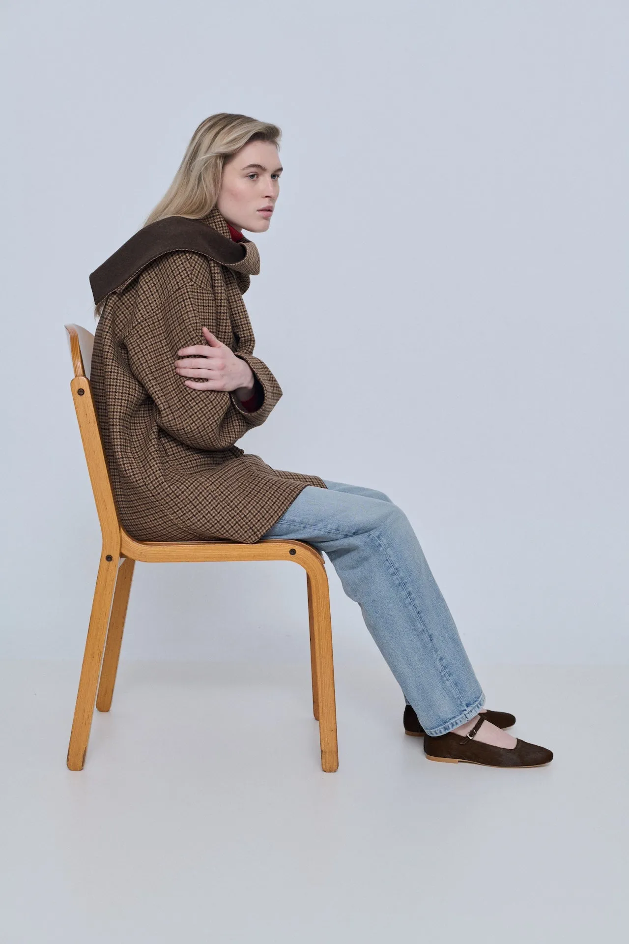 Stretchable Fabric Snap Pockets Julieta Mary Janes in Chocolate Calf Hair