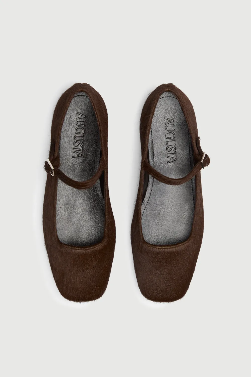 Julieta Mary Janes in Chocolate Calf Hair Fashionable