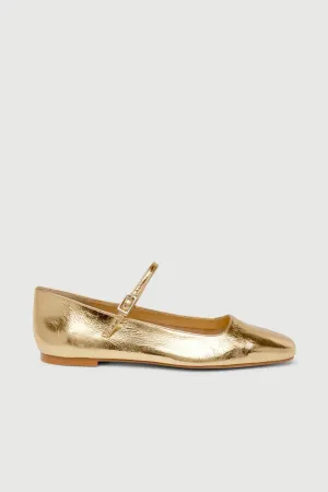 Julieta Mary Janes in Gold Leather Stain Resistant