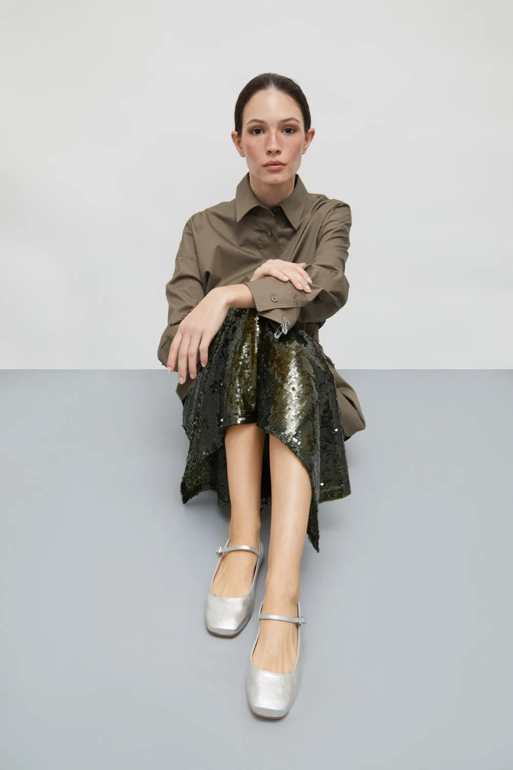 Julieta Mary Janes in Silver Leather Secure Closure Anti   Static