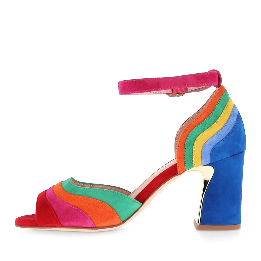 mesh material KAGE - NEW BRIGHT MULTI SUEDE