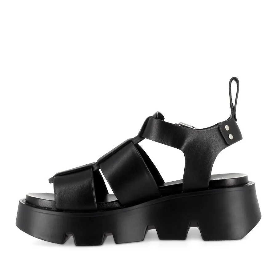 KAILAN - BLACK LEATHER Easy Slip On Soft   touch
