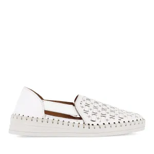 lace up closure Seamless Interior Shoes LAYER - WHITE LEATHER