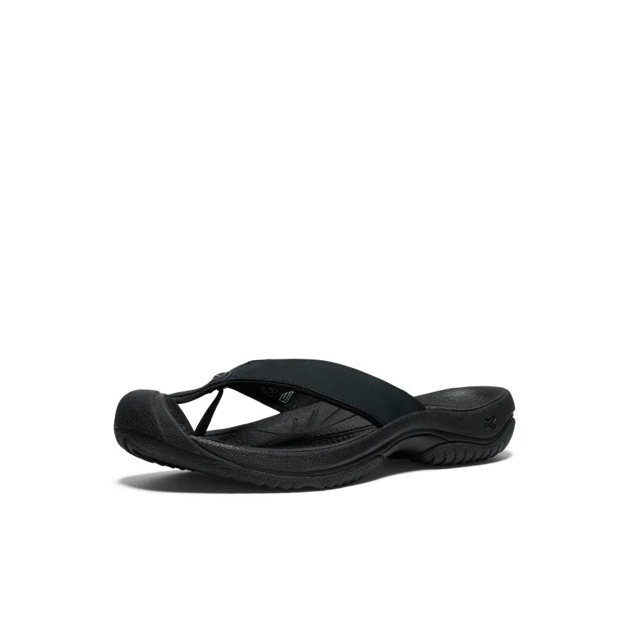 anti - slip outsole Men's Waimea Leather Flip-Flop  |  Black/Black