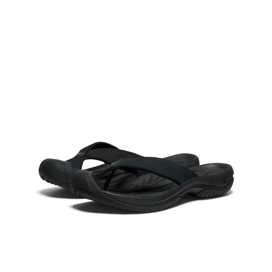 Men's Waimea Leather Flip-Flop  |  Black/Black captivating