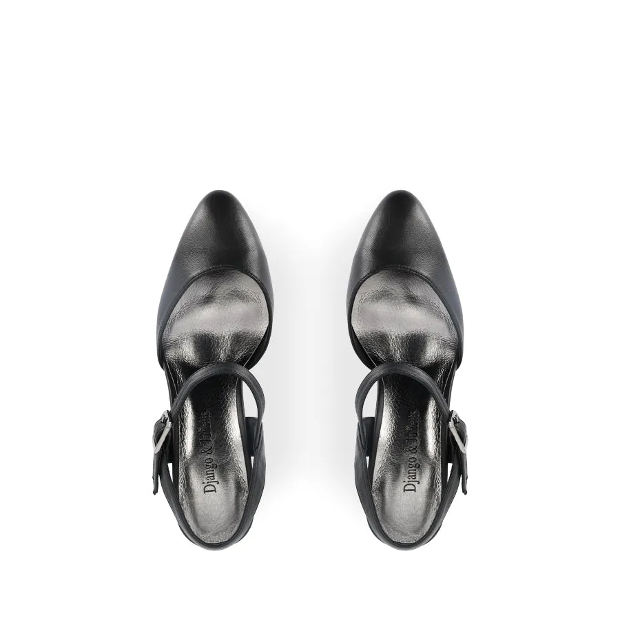 Elastic Gusset Fashionable Design KARENT - BLACK LEATHER