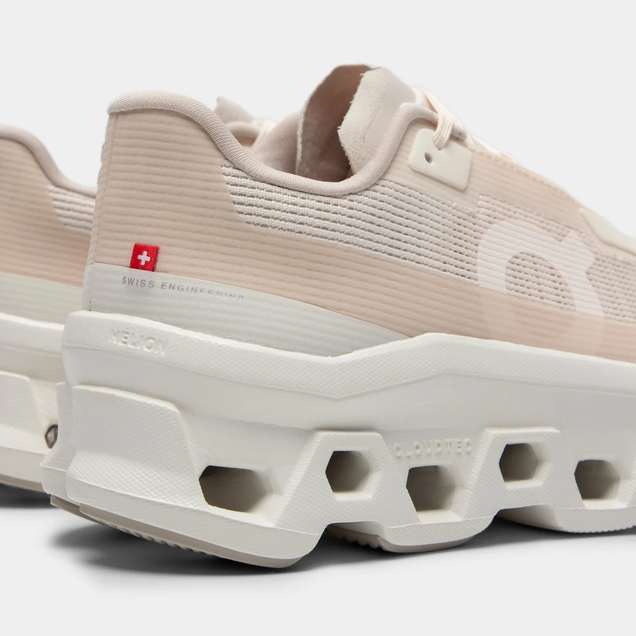 On Women's Cloudmonster Void Dew / Ivory Padded Heel Counter Cushioning Tech