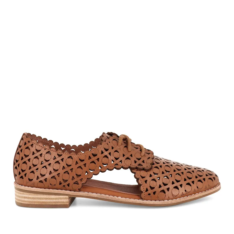 ALBERTOS - TAN LEATHER Even Lane Classic Casual Shoes