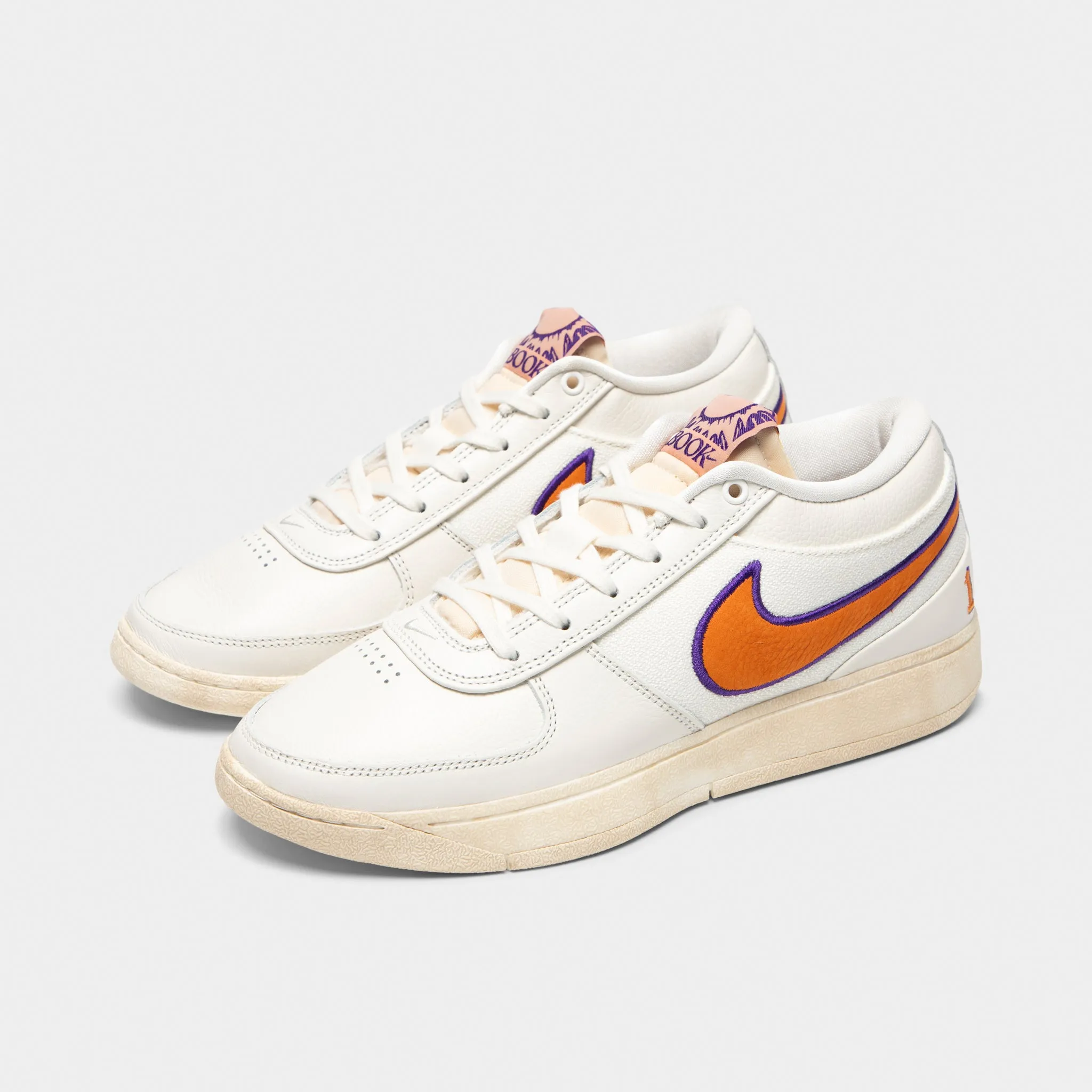 Nike Book 1 Sail / Clay Orange - Court Purple Reinforced Eyelets Design