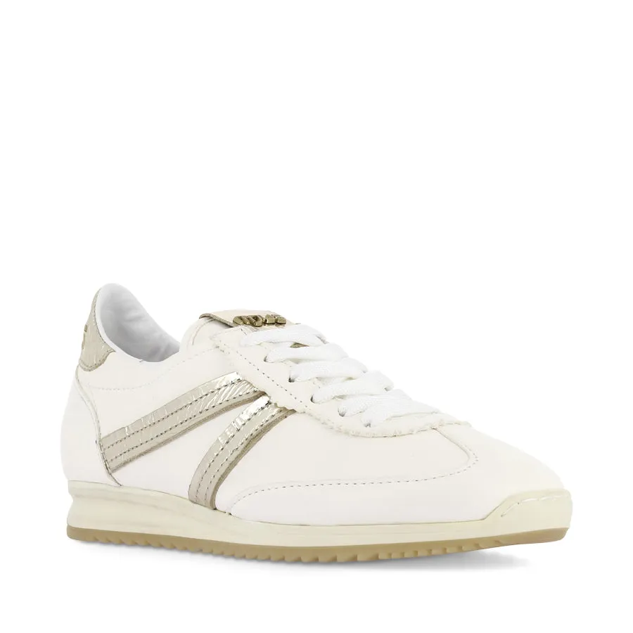 LOGAN - WHITE/GOLD LEATHER Strong Stitching Endurance Ready