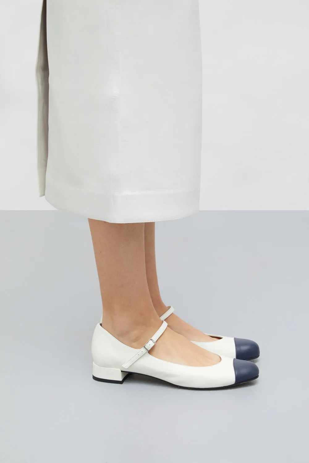 waterproof ergonomic Lola Mary Janes in White Leather