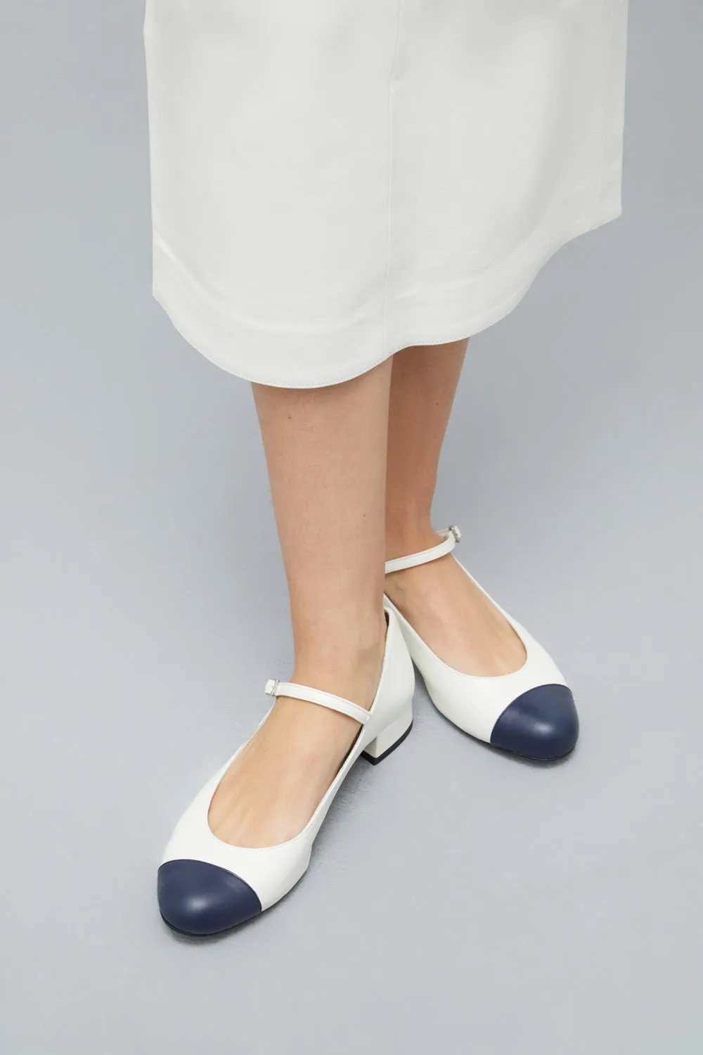 Lola Mary Janes in White Leather portable