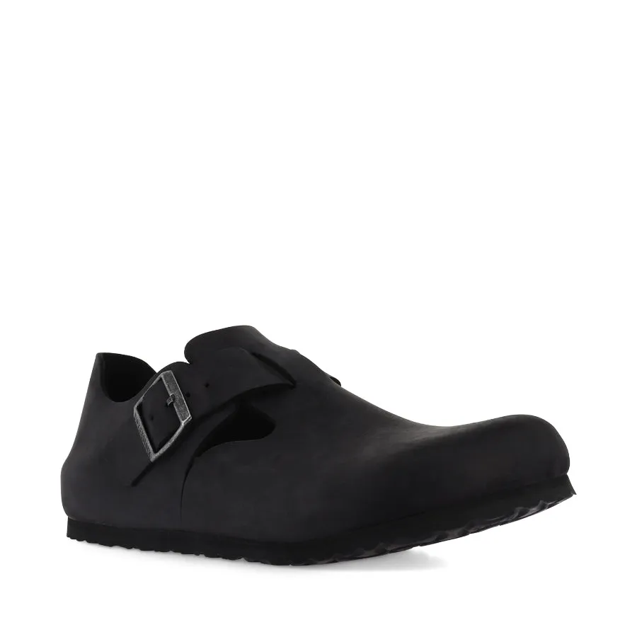 LONDON - BLACK OILED LEATHER Versatile Footwear Everyday Flats