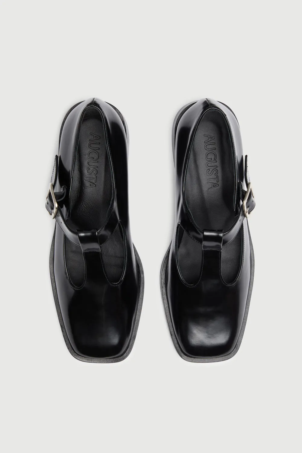 Classic Look Lucy T-Bar in Black Leather