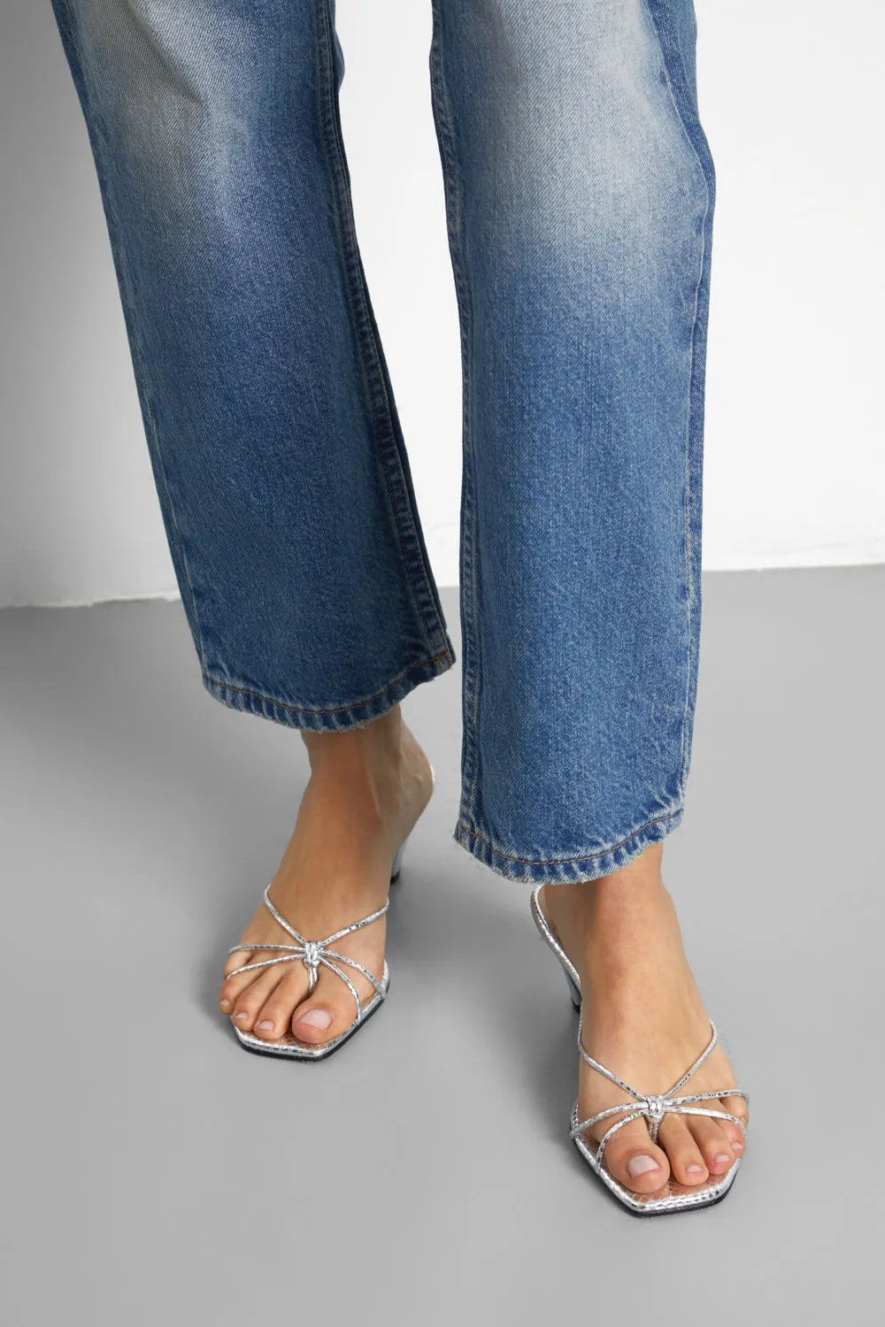 Lottie Sandals in Silver Leather molded Taste Fest
