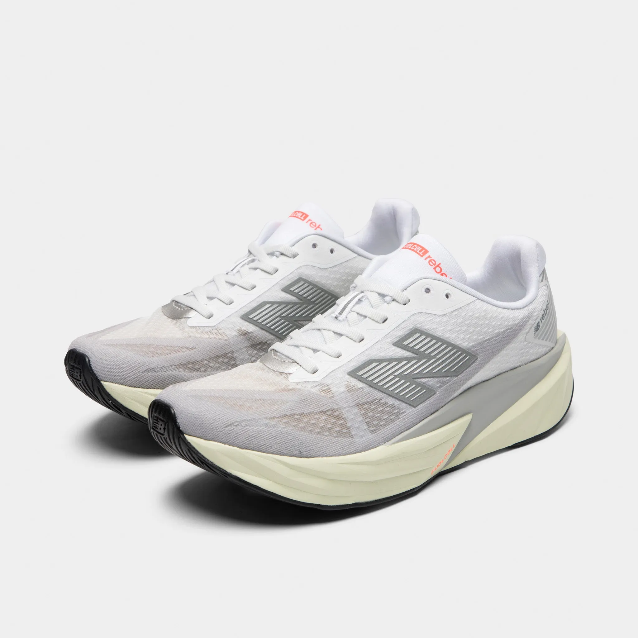 New Balance FuelCell Rebel v5 White / Grey Wear Anytime Adjustable Tongue