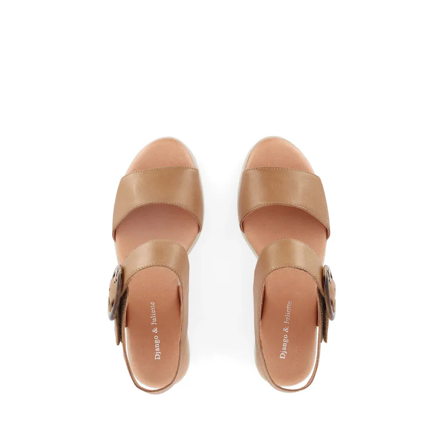 MANESSAY - DARK TAN LEATHER/ALMOND SOLE