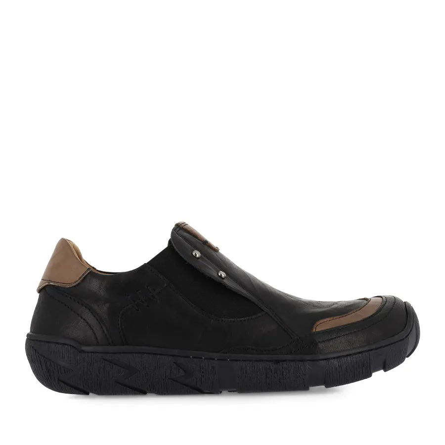 Town Style Metal Buckle MAOLO - BLACK LEATHER