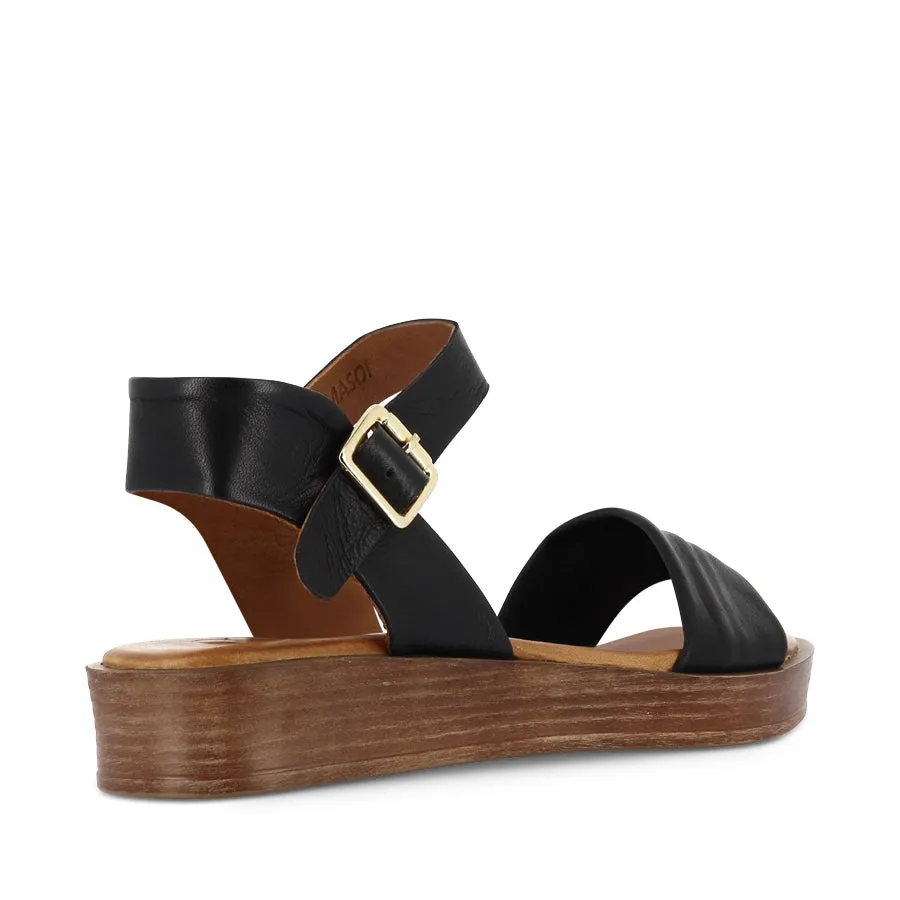 Comfy Sandals for Travel Practical Comfort MASON - BLACK LEATHER