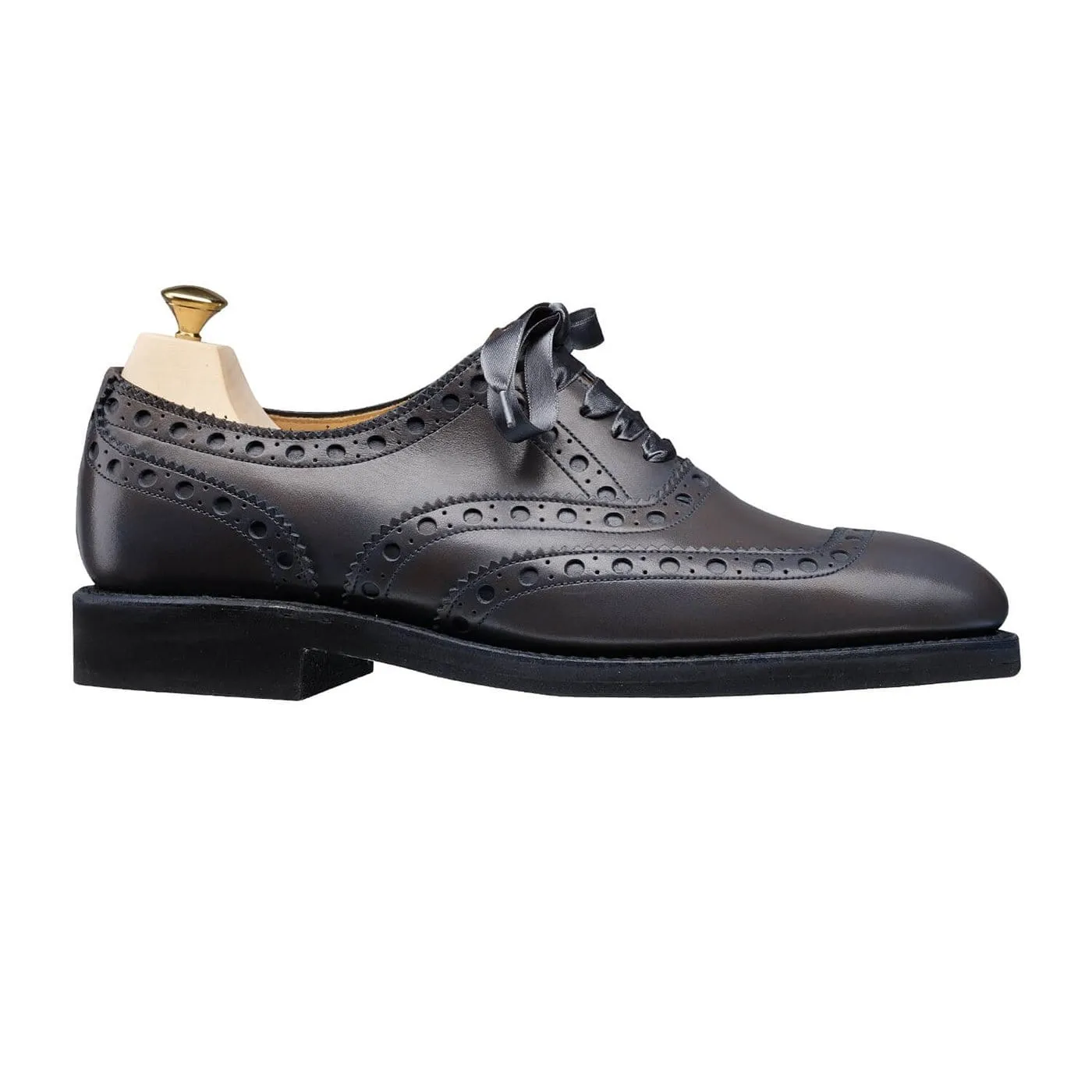 Anna Grey Burnished Calf Leather Style White Oxfords