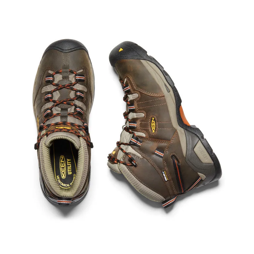 Men's Detroit XT Waterproof Boot (Soft Toe)  |  Black Olive/Leather Brown Ergonomic Design slip - resistant outsole