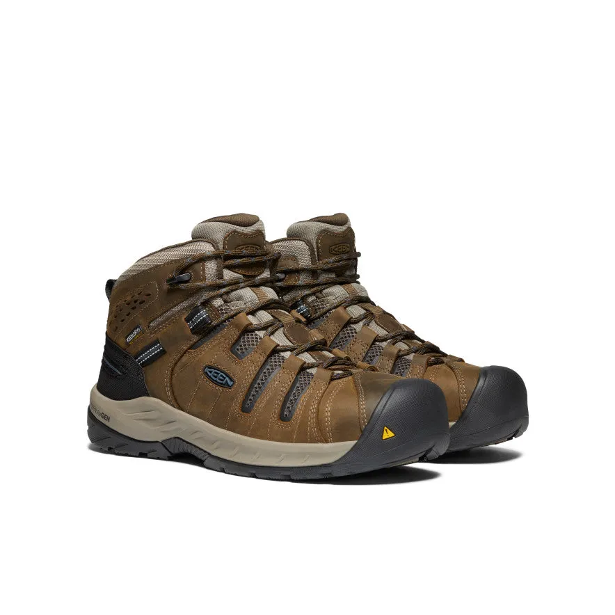 Layered sole bright - colors Men's Flint II Waterproof Boot (Steel Toe)  |  Cascade Brown/Orion Blue