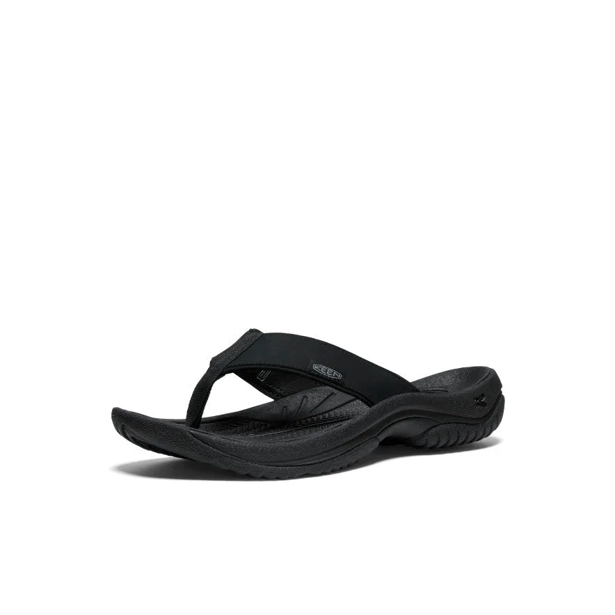 Men's Kona Leather Flip-Flop  |  Black/Steel Grey Tan therapeutic - benefit - level