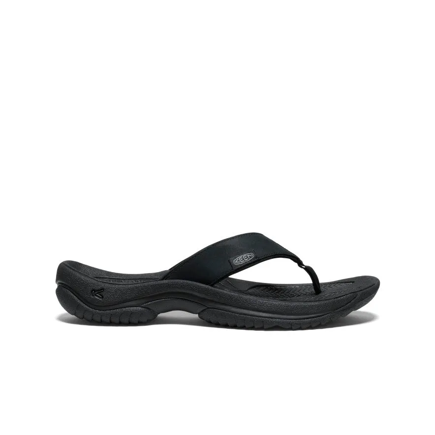 Effortless Ease Dancing Men's Kona Leather Flip-Flop  |  Black/Steel Grey