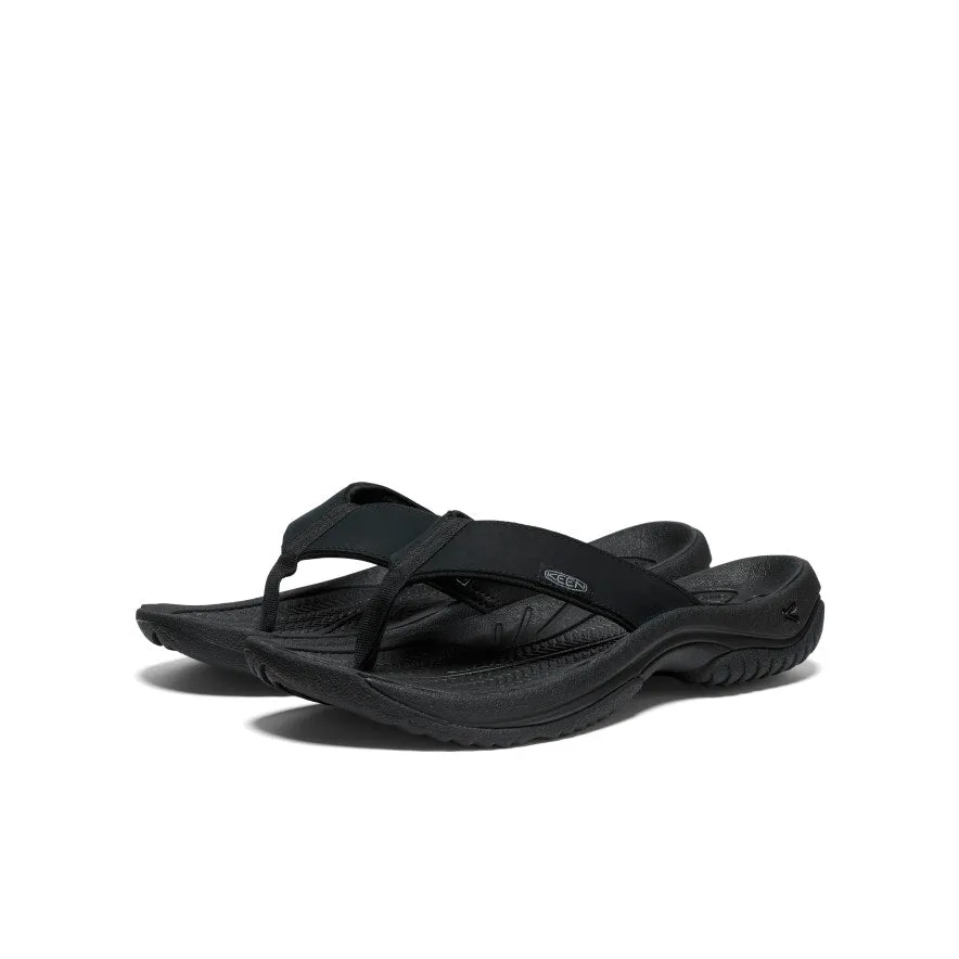 Men's Kona Leather Flip-Flop  |  Black/Steel Grey padded sole Moisture-wicking