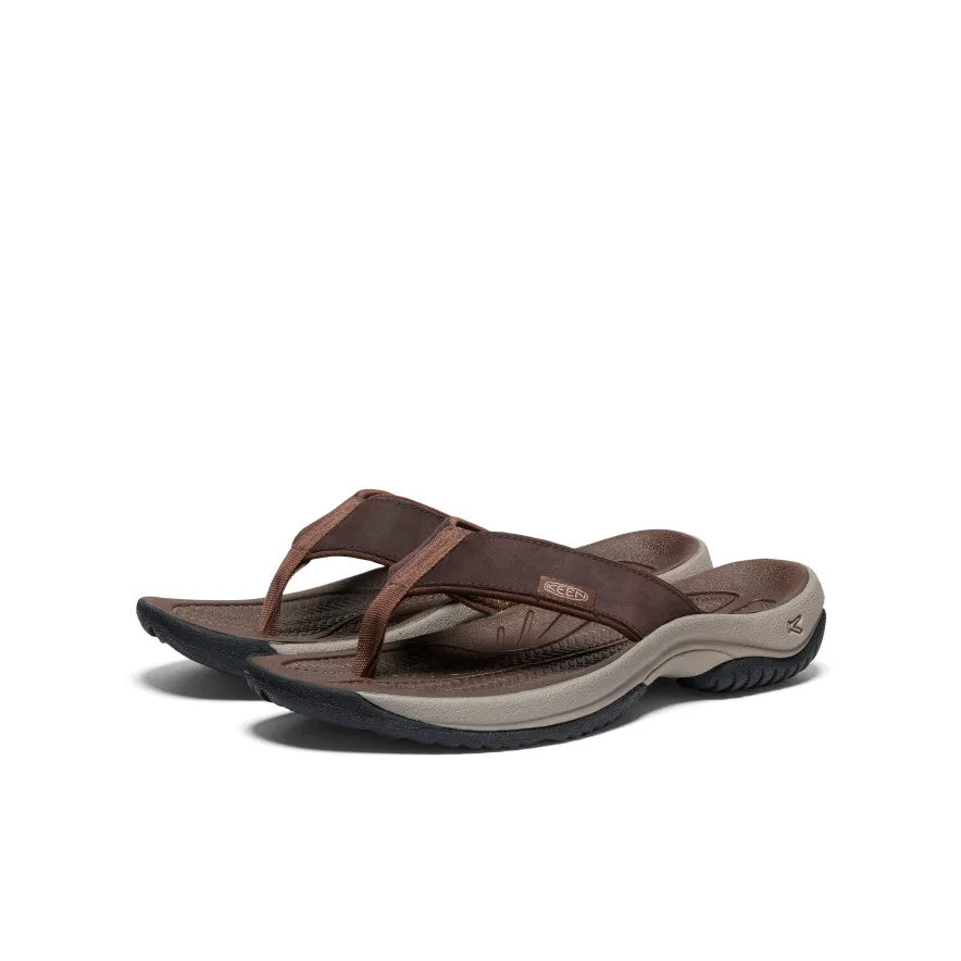 Classy flair multi-color Men's Kona Leather Flip-Flop  |  Java/Dark Earth