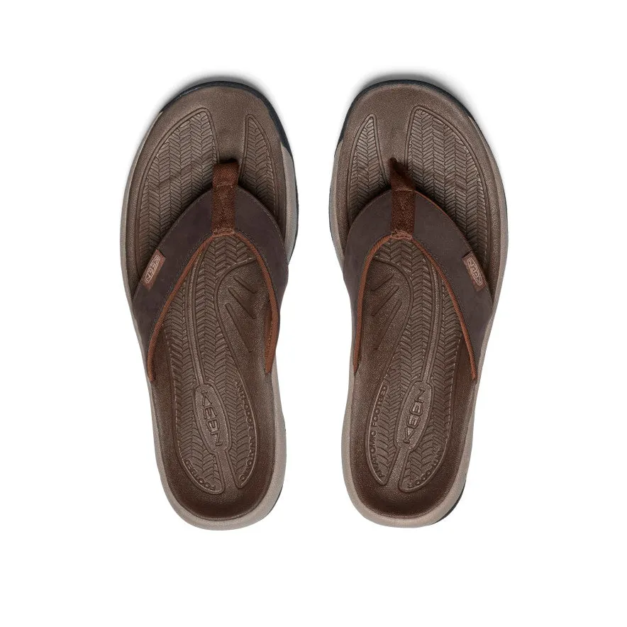 high - top athletes' Men's Kona Leather Flip-Flop  |  Java/Dark Earth