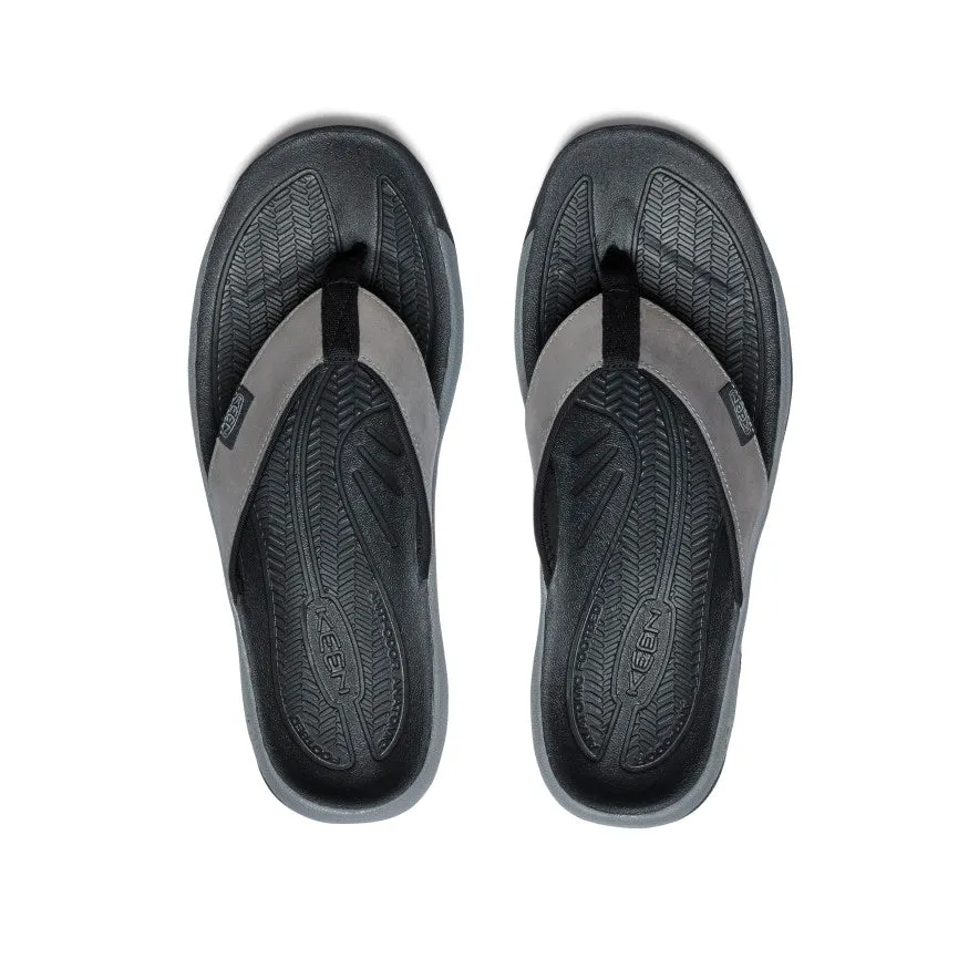 most cycling tempting Men's Kona Leather Flip-Flop  |  Steel Grey/Black