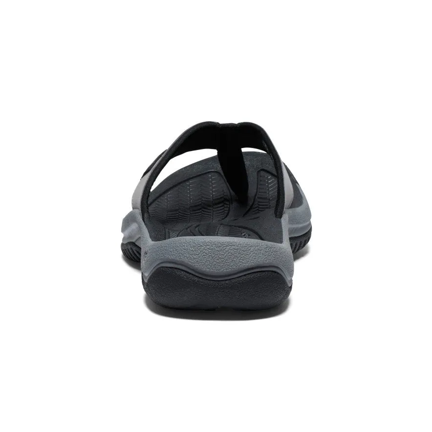 Urban Luxury Men's Kona Leather Flip-Flop  |  Steel Grey/Black